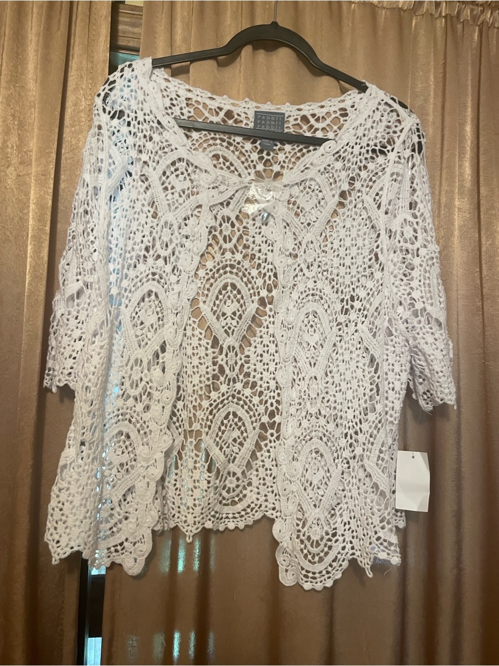 Rabbit Rabbit Rabbit White Crochet Openwork Cardigan - Picture 2 of 6